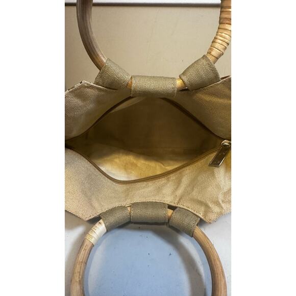 Sun N Sand Small Tote Bag - Unique Giraffe & Zebra Print, Wood Handle - Picture 8 of 10